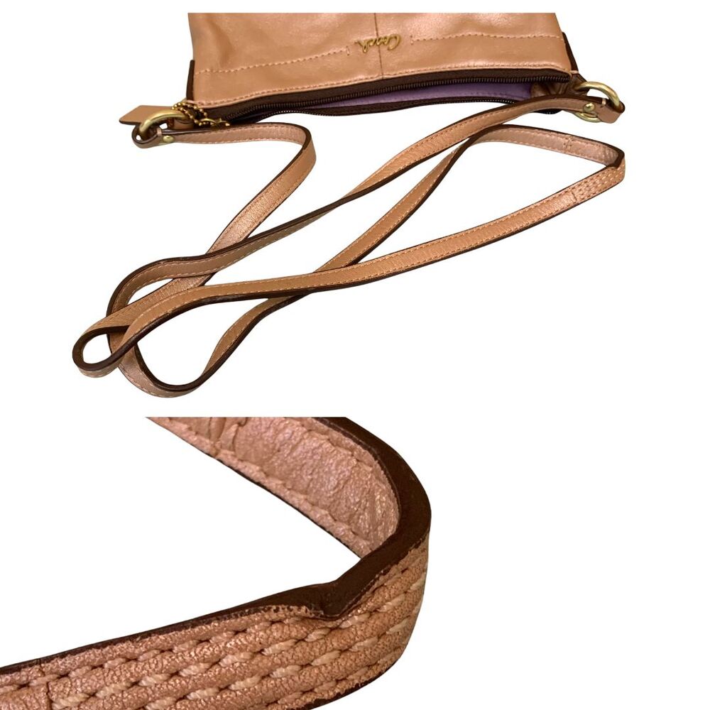 Coach Rose Gold / Bronze Leather Shoulder Bag Crossbody Purse - Picture 11 of 13